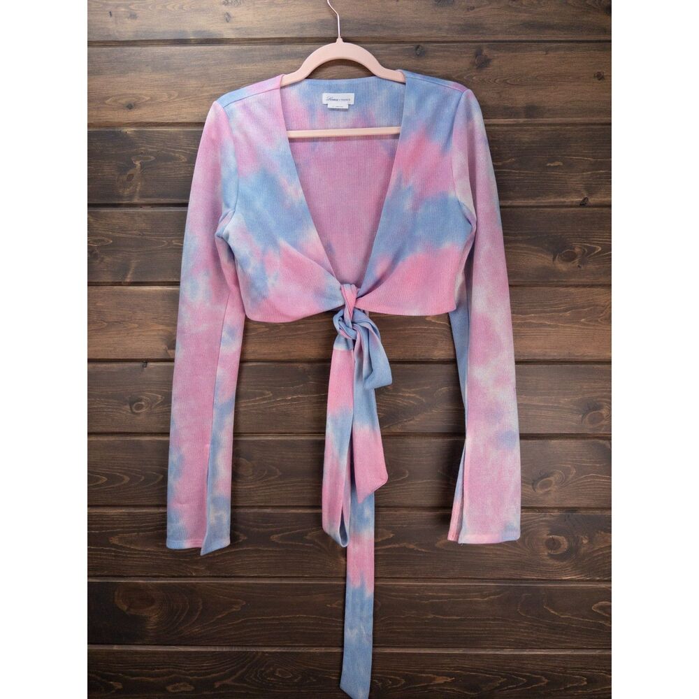 Lovers + Friends McLaughlin Wrap Top Pastel Tie Dye Front Tie Size Medium